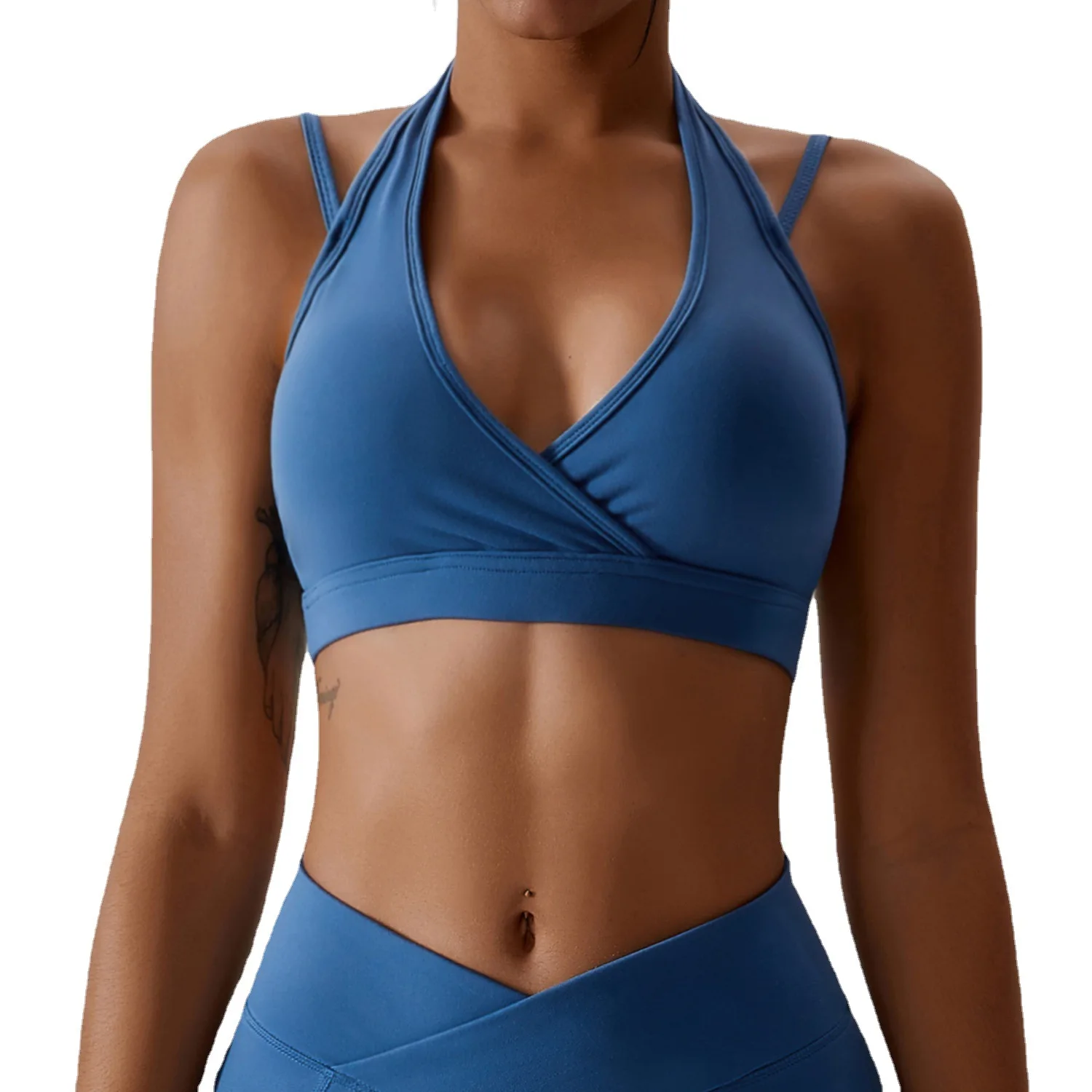 High Strength Hanging Neck Beautiful Back Yoga Bra Gathered Shockproof Sports Underwear Speed Dry Running Fitness Vest