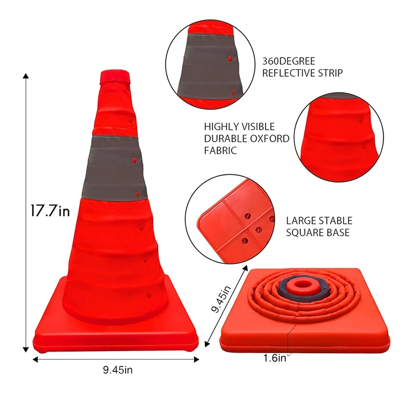 Orange Safety Road Reflective Parking Cone Multi Purpose Construction Cones For Training, Parking And Driving Practice