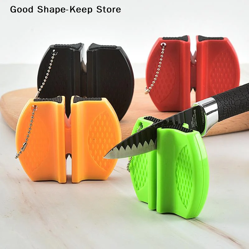 dailyPortable Mini Knife Sharpener Rough And Delicate Double Sided Sharpener Ceramic Sharpener Pocket Outdoor Camping And Hiking