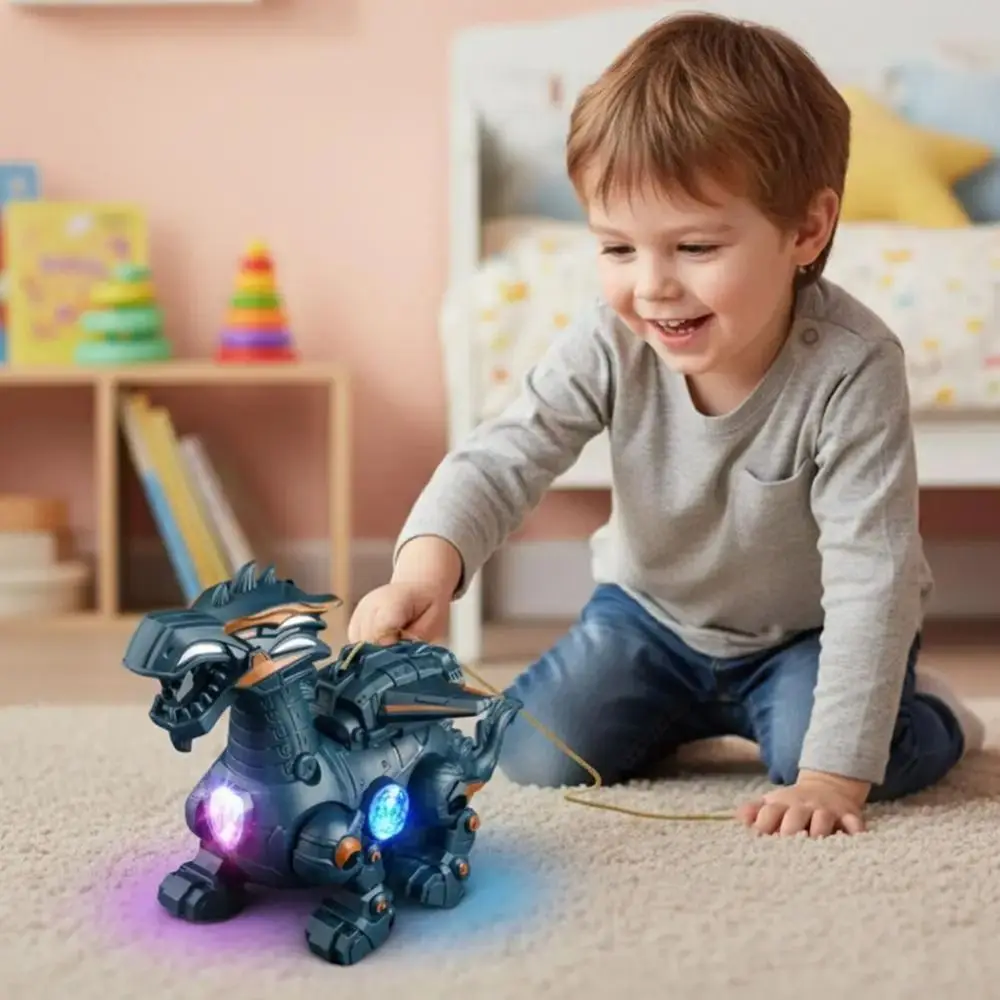 Cool Light Mechanical Dinosaur Simulation Fire Electric Powered Electric Puzzle Model Children Entertainment Toy