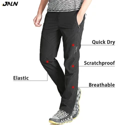 JNLN Men Camping Pants Waterproof Quick Dry Hiking Trekking Climbing Running Pants Summer Thin Outdoor Sport Mountain Trousers