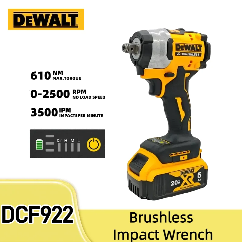 DEWALT DCF922 電動インパクトレンチ 充電式高トルク 406Nm(リバース) 1/2インチ 2500 PRM ユニバーサル 20V バッテリー電動工具