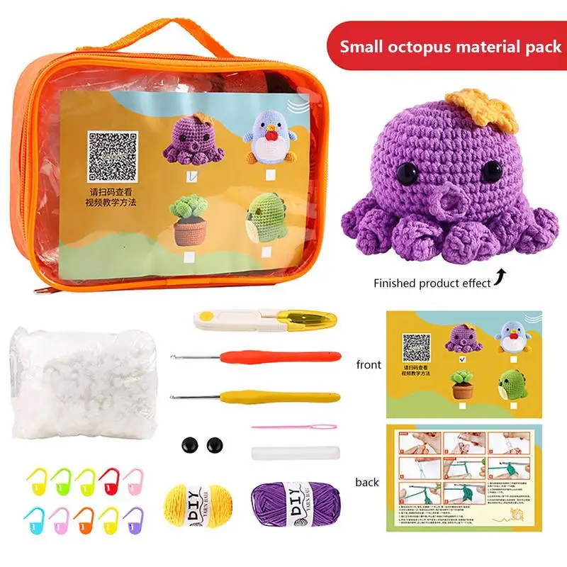 Beginners Crochet Kit Crochet Animal Kit With Yarn Step-by-Step Instructions Video Crochet Starterr Kit For Beginner DIY Craft