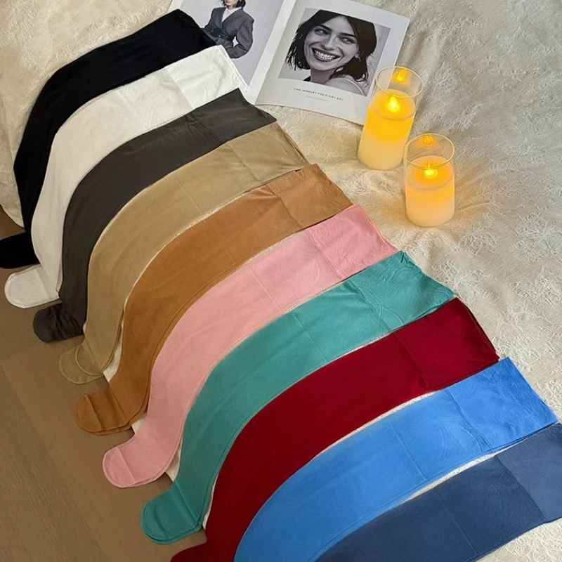 3 Pairs Pearlescent Shiny Stretchy Nylon Thigh High Stockings Women Sexy 12D Candy Colors Ultra Thin Transparent Party Medias