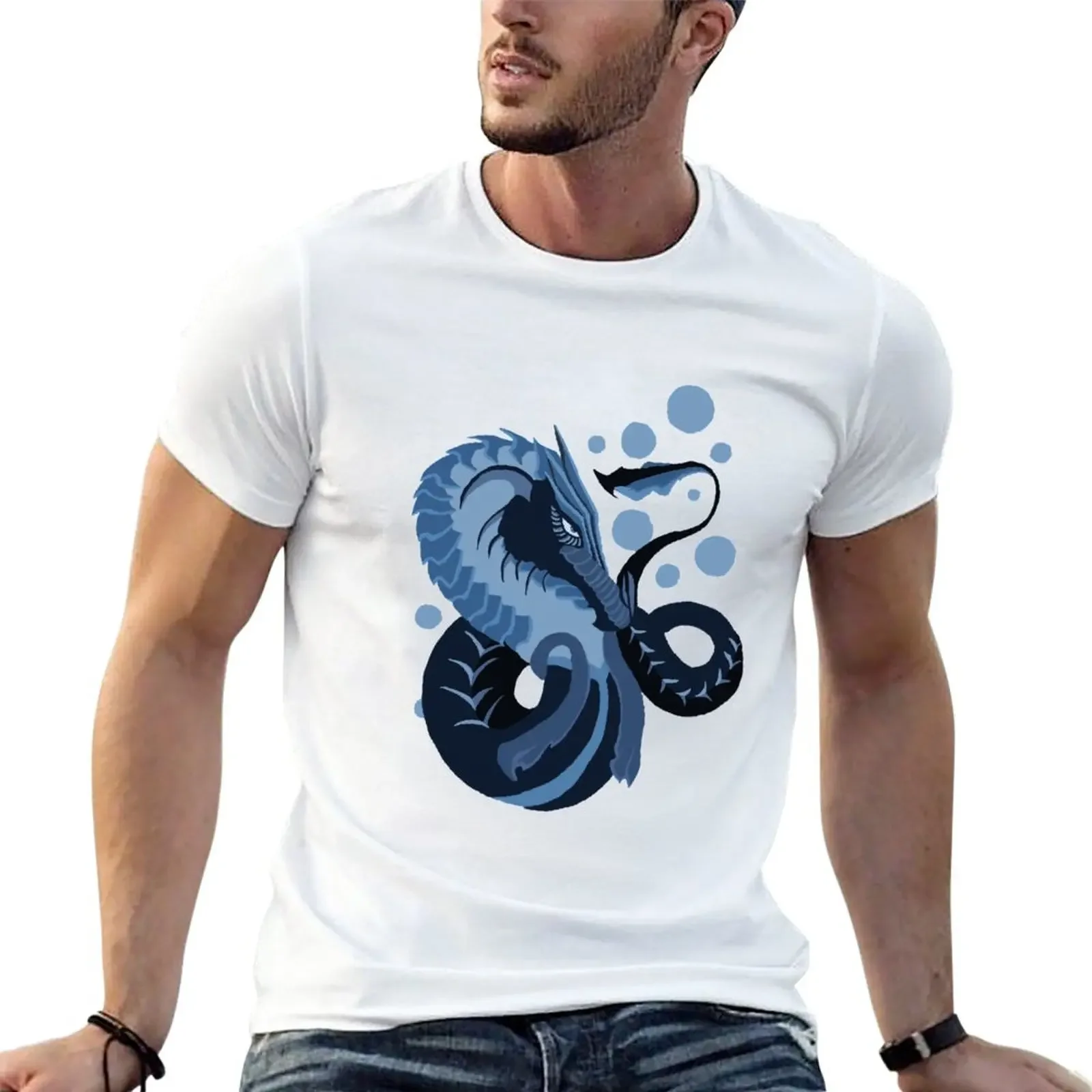 New Serpent and Bubbles T-Shirt cute tops Short t-shirt anime T-shirts for men cotton