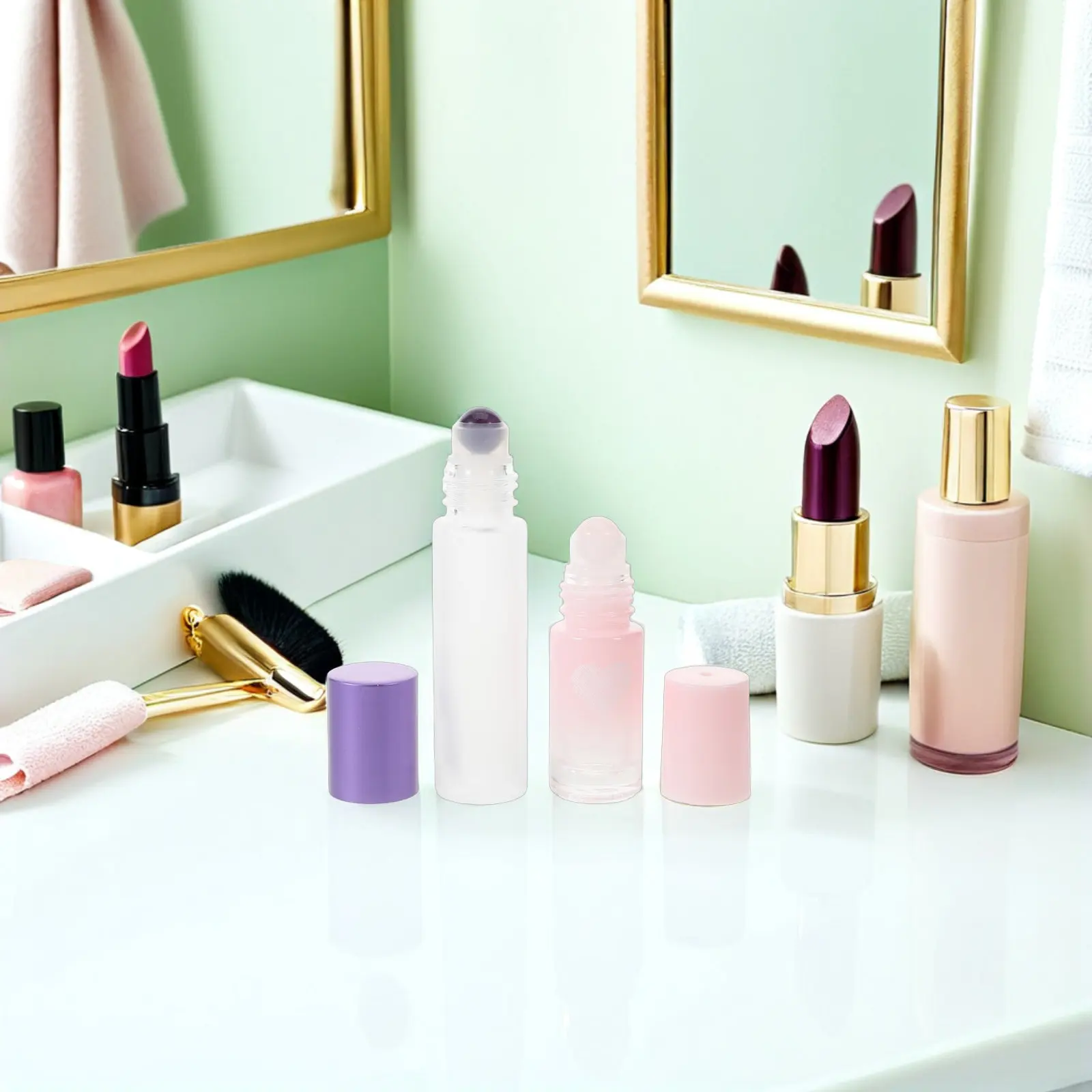 

6Pcs Essential Oil Roller Bottles 5Ml Refillable Leak Proof Glass Roll on Bottles with Crystal Applicator for Aromatherapy