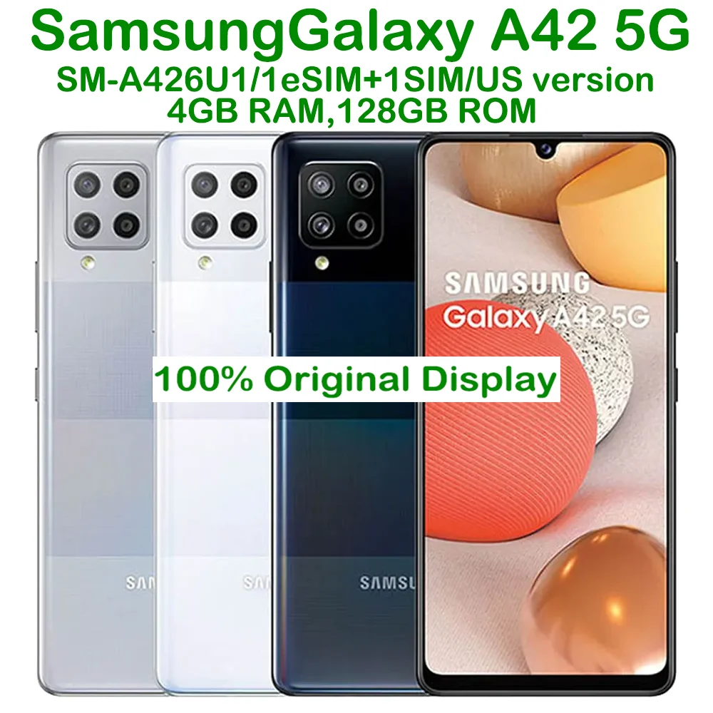 Used Samsung Galaxy A42 5G Android Smartphone 6.6-inch AMOLED US Version Refurbished Samsung Smartphone 5000mAh Quad Camera 48MP