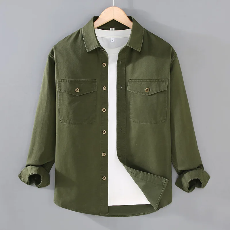 

Casual Comfortable Men's Work irt Spring Autumn Lightweight Long Sve Cotton Polyester Blend Sli Youthful Retro Japan...