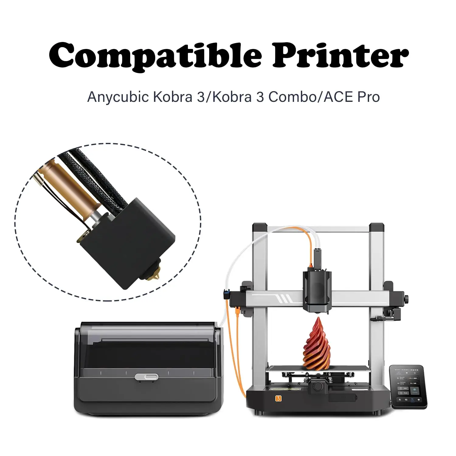 1–5 Satz für Anycubic Kobra 3 Combo Hotend mit Heatbreak-Düse, Thermistor-Hals-Heizblock für Anycubic Kobra 3 Druckkopf – Detail 4