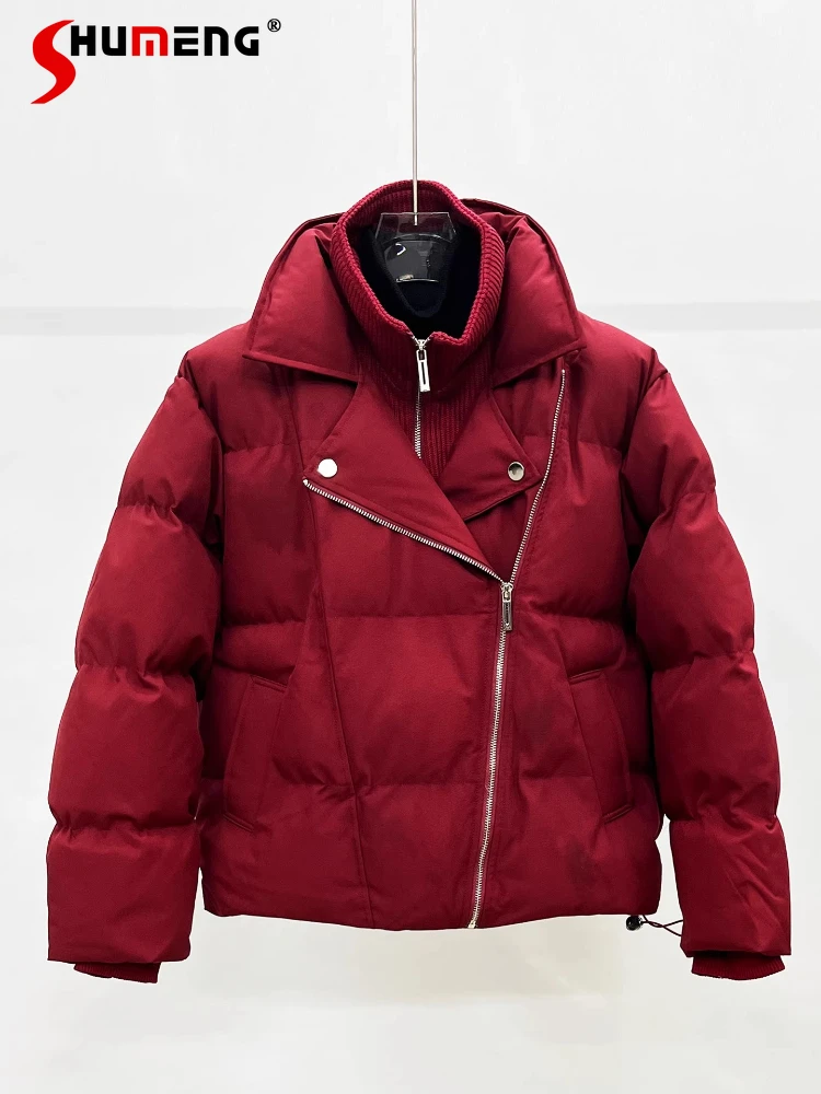 

Fashion Faux Two-Piece Parkas Men 2025 Winter New Trendy Thickened Warm Stylish Motorcycle Jackets Lapel Solid Color Chic Parkas