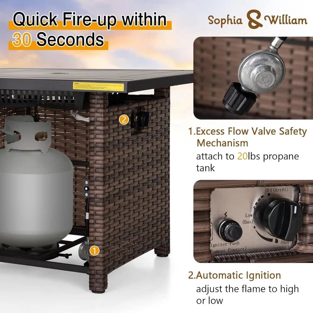 32 Inch Outdoor Propane Gas Fire Pit Table