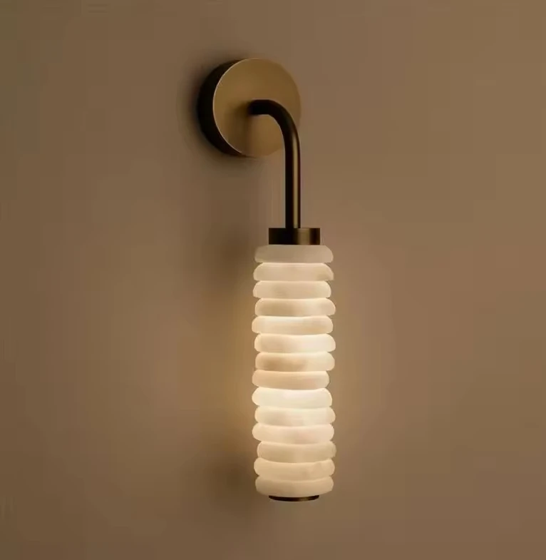 Modern Marble Shade Wall Lamp Night Reading Wall Mounted Sconce Lamps Hotel Villa Indoor Alabaster Wall Light