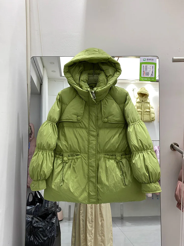 

Женский пуховик, зимняя новинка, пальто с воротником-стойкой, ветрозащитная толстая теплая парка, повседневные пуховые пальто средней длины с простой талией