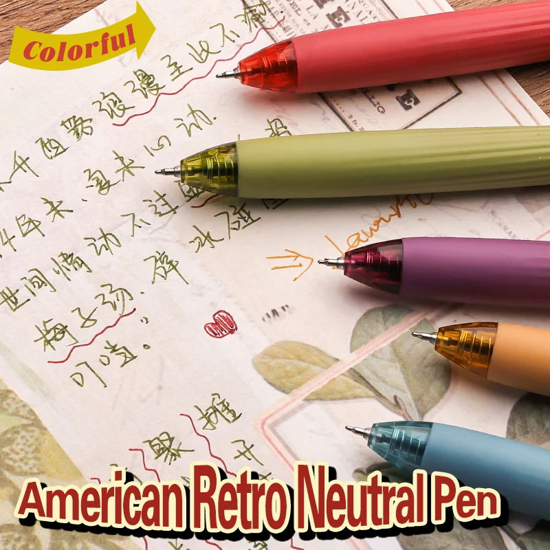 5PC Color Neutral Pen Press Type Morandi Color Series Color Pen Students Use Their Hand Pens to Mark and Highlight Key Points