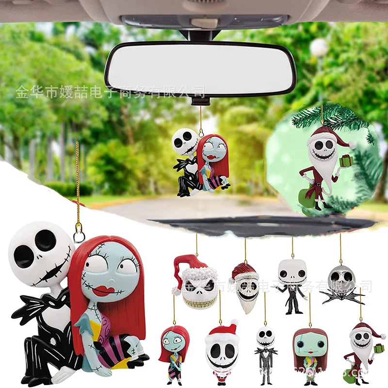 Disney Toys The Nightmare Before Christmas Cartoon Christmas Tree Decoration Anime Figures Acrylic Plane Pendant Ornament Toys