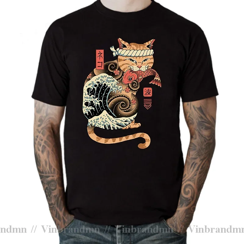 2025 mais novo design catana kawaii harajuku t camisa masculina ninja gato tshirt samurai gato anime tshirt japonês kaiju sushi gato camiseta