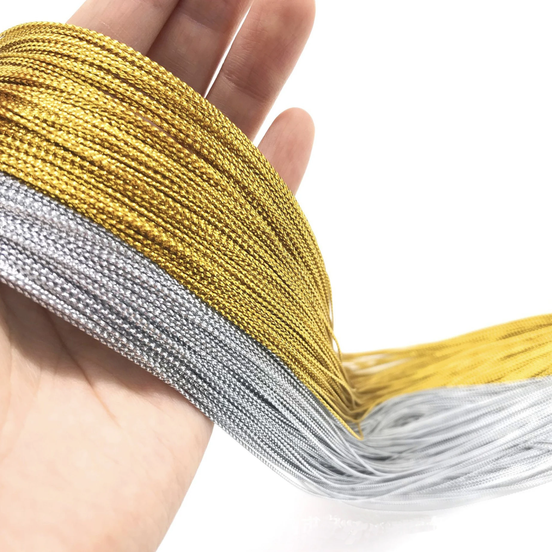 100Meters 1/2mm Gold/Silver Color Braided Rope DIY Accessories For Tag Lanyard Christmas Gift Wrapping Rope Gift Boxes