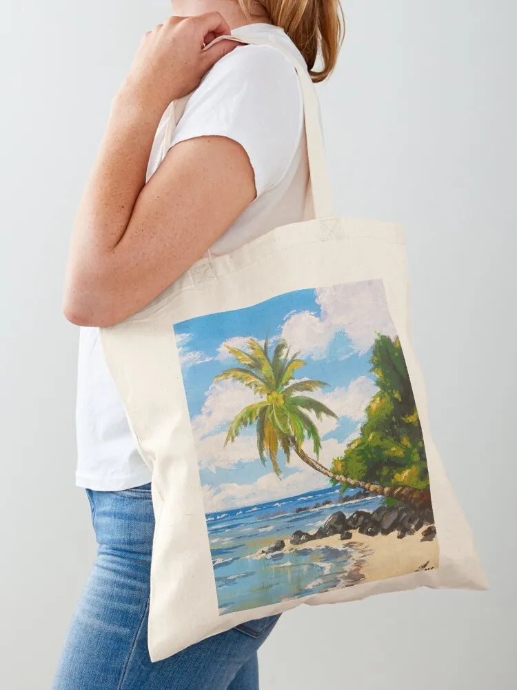 

Palm tree on the beach Tote Bag hand bags Women's handbag Women's shopper bag Gift bag