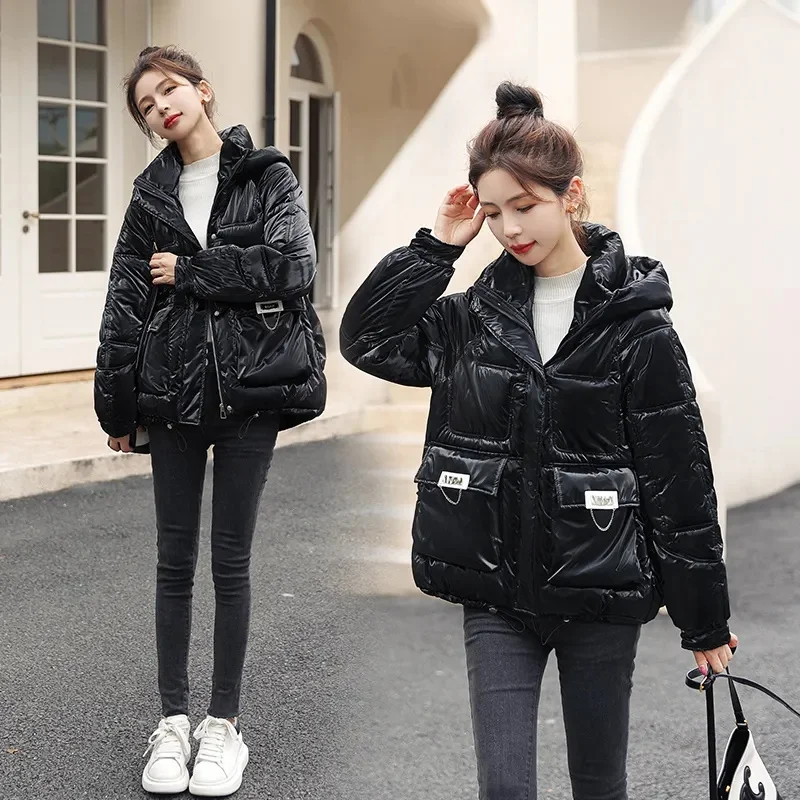 2023 New Winter Jacket Women Loose Parkas Hooded Female Solid Thicken Warm Down Cotton Jackets Snow Wear Coat Outwear