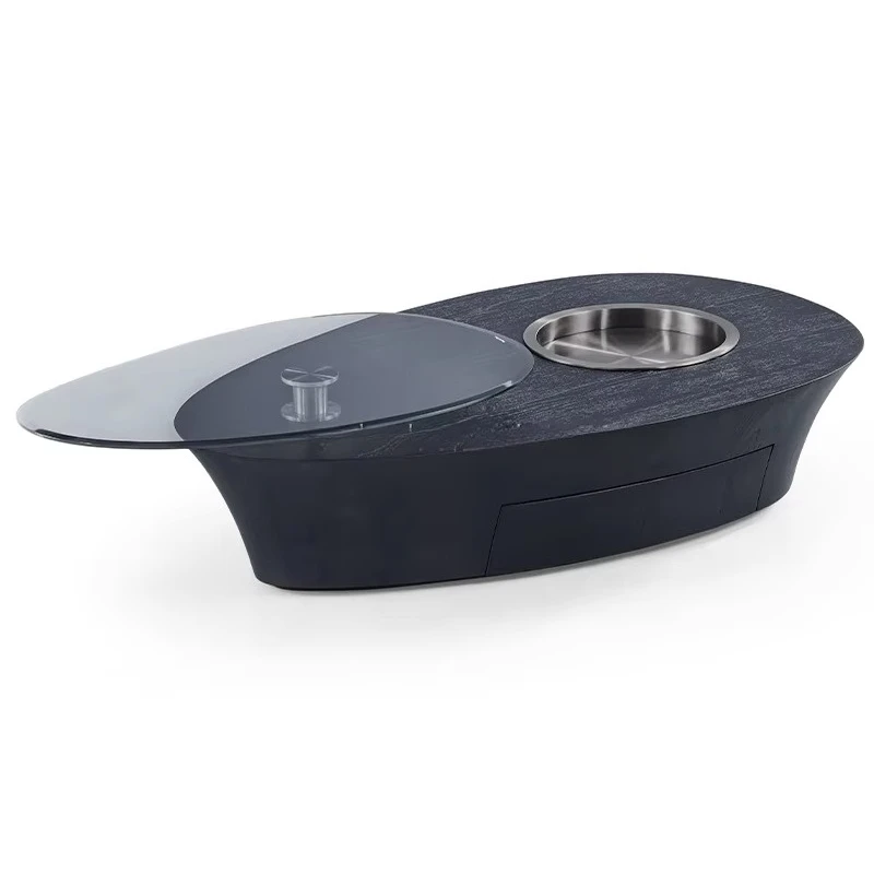 

Modern minimalist luxury marble coffee table household oval living room furniture household stone