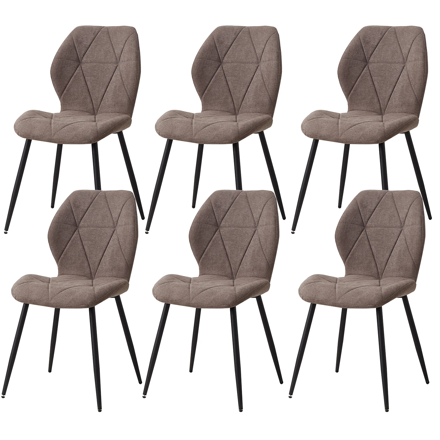 GrandCA HOME Set van 2/4/6 moderne eetkamerstoelen, gestoffeerd, gewatteerd linnen, minimalistische bureaustoelen voor keuken, eetkamer