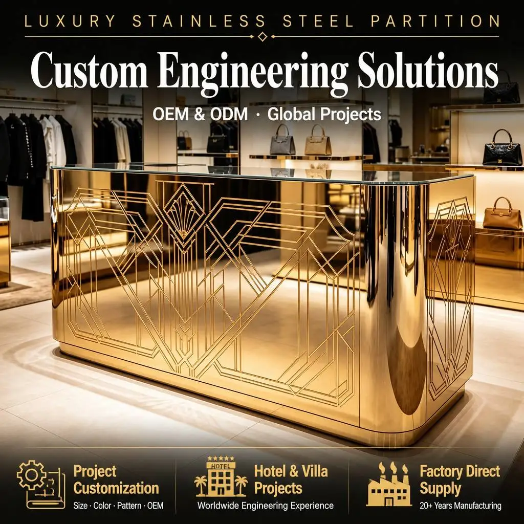 High-End Fashion Hammered Water And Ripple Type Stainless Steel Bar Counter For Clothing Store And Salon