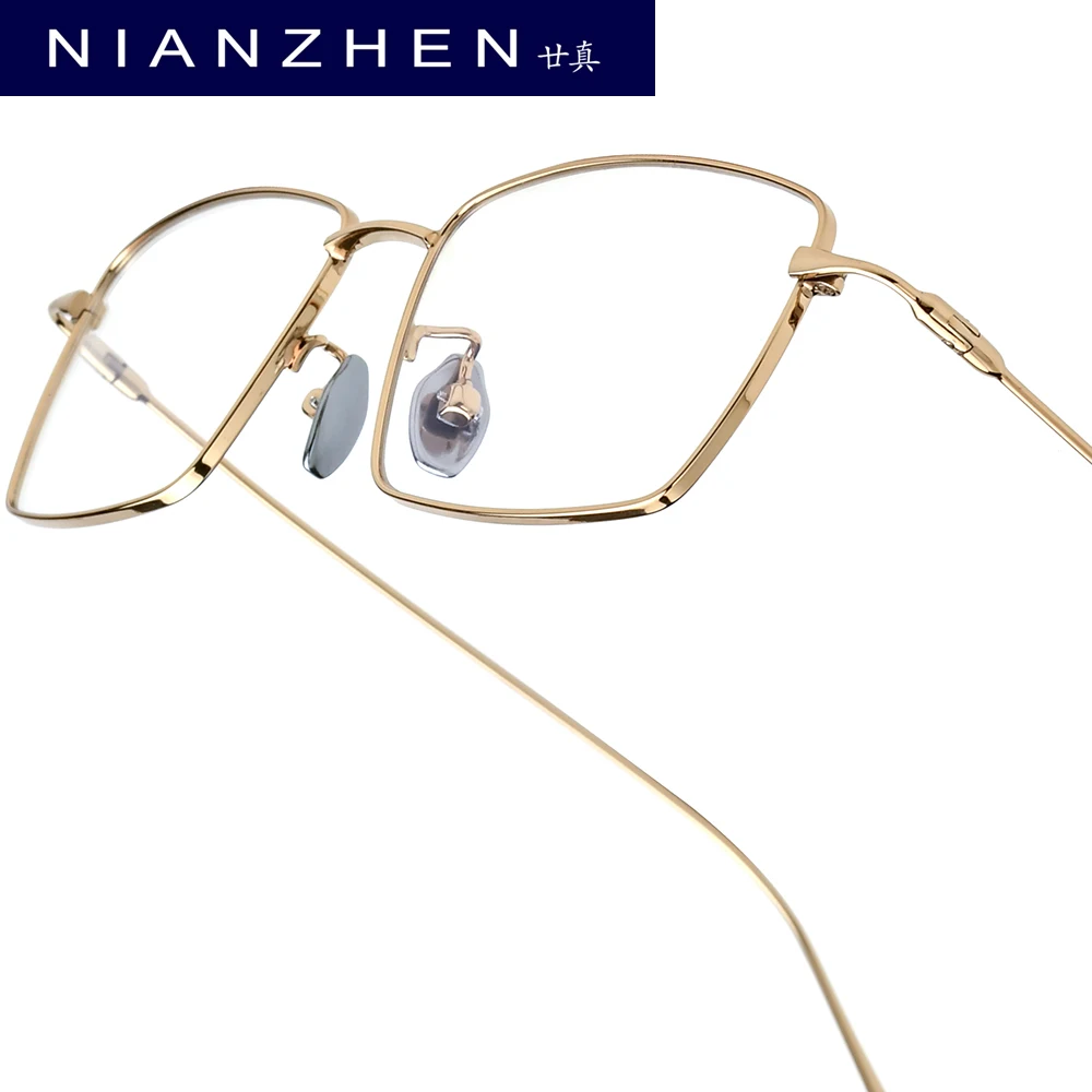 

NIANZHEN Titanium Alloy Eyeglasses Men Square Brand Design Glasses Frame Women Ultralight-Weight Retro Eyewear Spectacles 22038