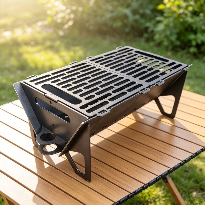 Camp Grill Portable Folding - Verstärkter Grill aus Kohlenstoffstahl, faltbar, tragbar,