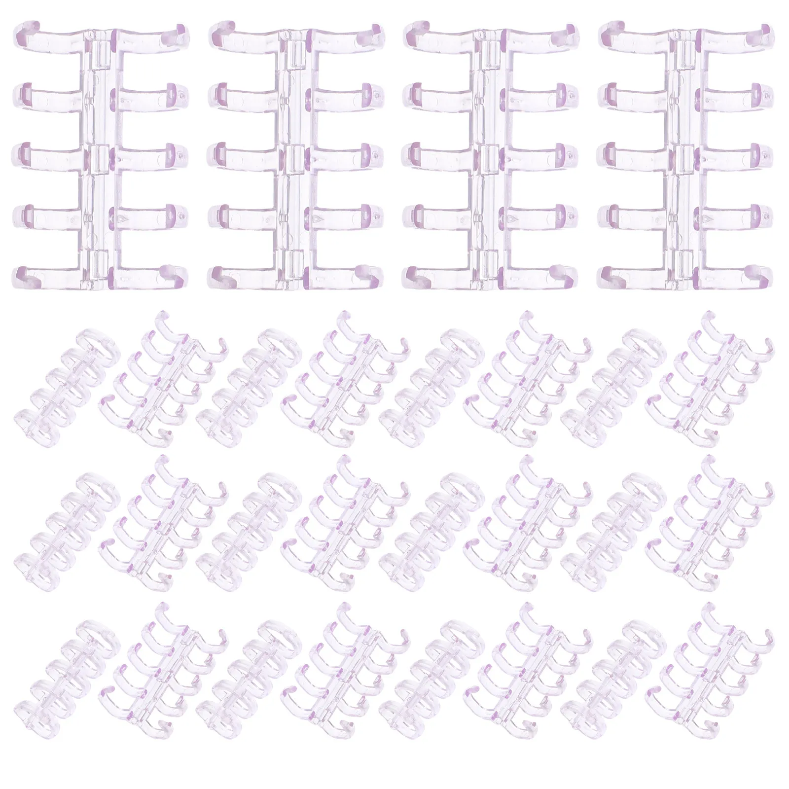 100Pcs Transparent 5-Hole Plastic Loose Leaf Binder Rings Openable Compact Binding Clips for Index Cards Flash Cards Planners