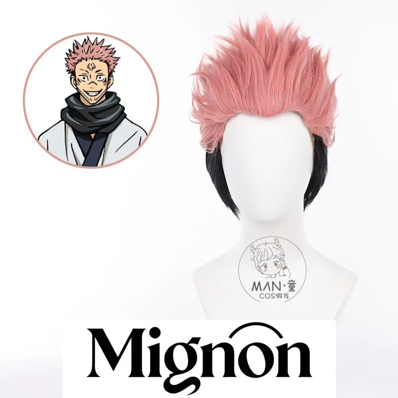 

Jujutsu Kaisen Ryomen Sukuna Yuji Itadori Косплей Парик Widow's Peak Колючий Вертикальный Стиль Подарок на Хэллоуин