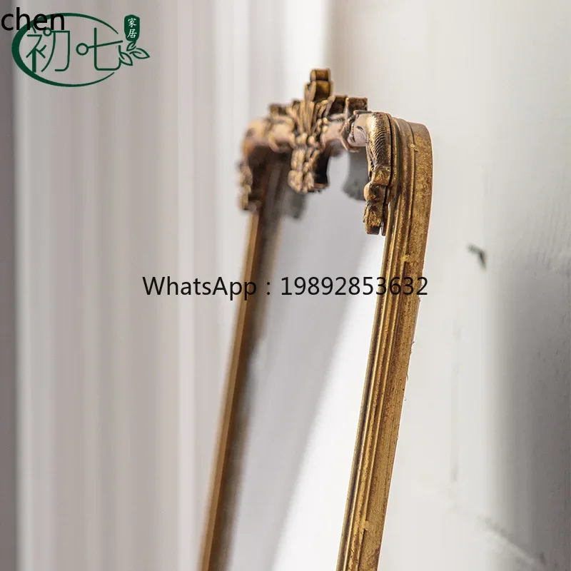 V8  French Antique Bronze Mirror Entryway Floor Mirror Tea Restaurant Photo Bedroom Living Room Iron Art Dressing Mirror