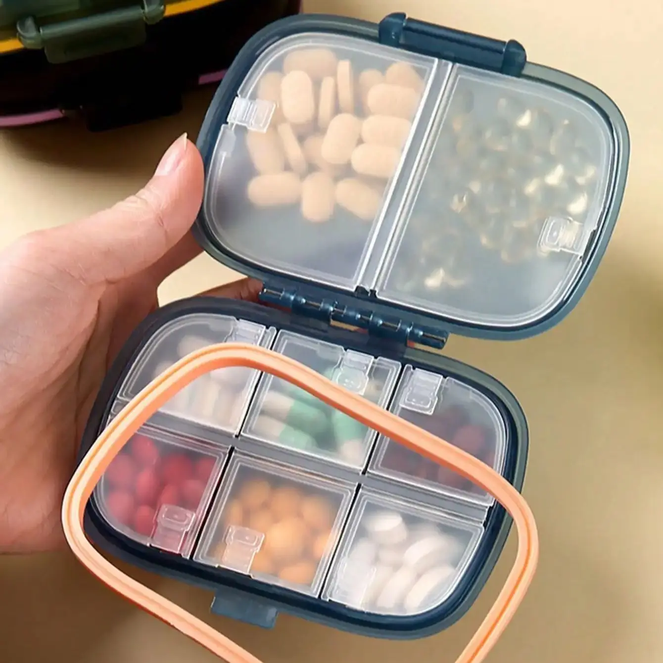 1pc Portable Sealed 8 Compartment Pill Box Tablet Pill Dispenser Box