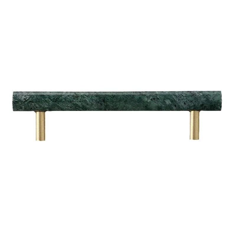 Brass crystal natural marble handle European light luxury drawer cabinet wardrobe door handle single hole handle double hole