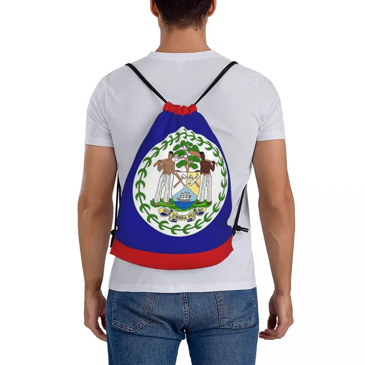 Belize Flag Mochila Multifuncional, Sacos de Cordão Portátil, Bundle Pocket, Sports Bag, Bookbag para Estudantes de Viagem