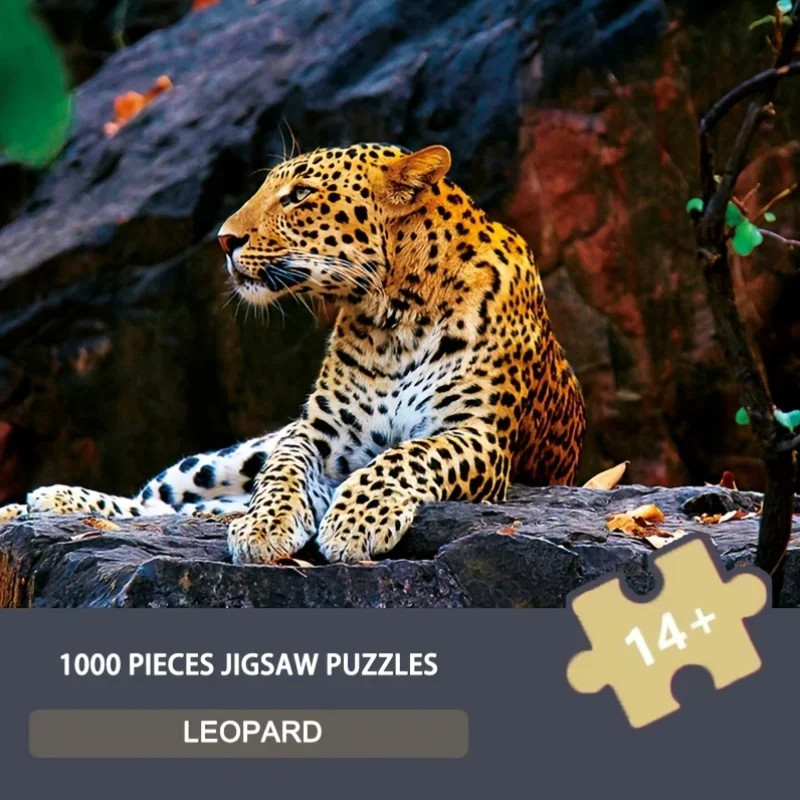 

Leopard Wildlife 1000-Piece Puzzle 70x50cm/27.5"x19.7" - Animal Photography Art for Adults/Collectors, Matte Texture Wall Decor