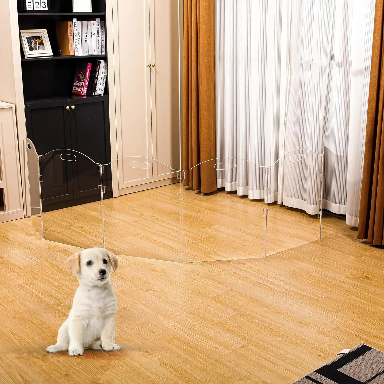 بوابة كلب للمنزل، بوابة حيوانات أليفة من الأكريليك الشفاف للكلاب، بوابات كلب قائمة بذاتها للمداخل، كلب جرو قائم بذاته قابل للطي #6