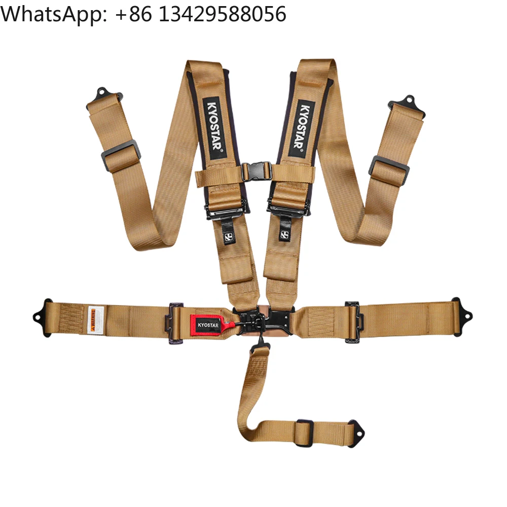 KYOSTAR Universal UTV 3'' Straps Gold Seatbelt 5-Point Racing Seat Belts Harness with Metal Latch & Link Lock