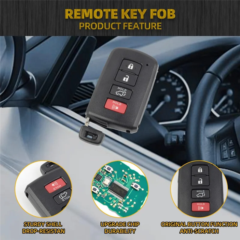 

Key Fob Replacement For Toyota Highlander 2014-2019 Keyless Entry Remote Control HYQ14FBA 89904-0E121 4 Buttons