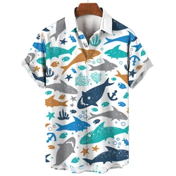 Hawaiian Shirts for Men Casual Tees Sea Life Pattern Short Sleeve Top Summer Fashion Shirt  Octopus Print T-Shirt Men's Clothing