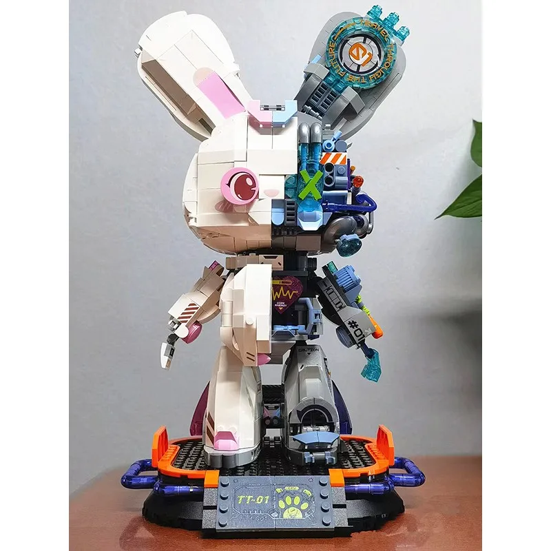 Toptoy Chinese Building Blocks Rabbit Breaks The Future Mechanical Cyberpunk Rabbit Creative Assembled Rabbit Puzzle Toy Gift