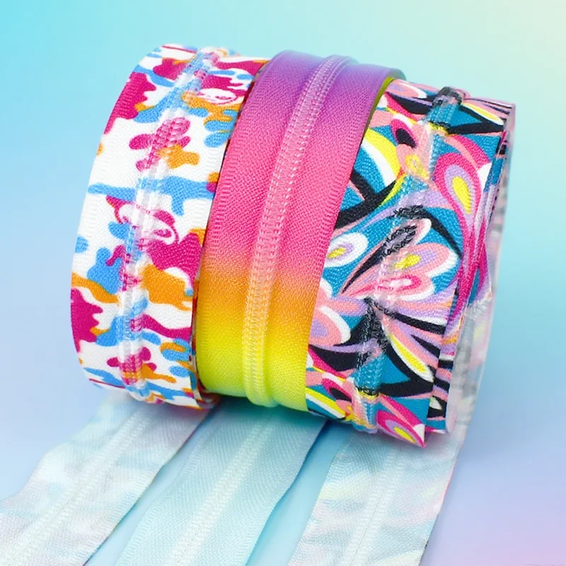 Bunt 5er #   Nylon-Spulenreißverschluss per Meter, Reißverschlussband zum Nähen von Taschen, Jacken, Schuhen, Kleidungsstücken, DIY-Dekoration, Reparaturset, Zubehör