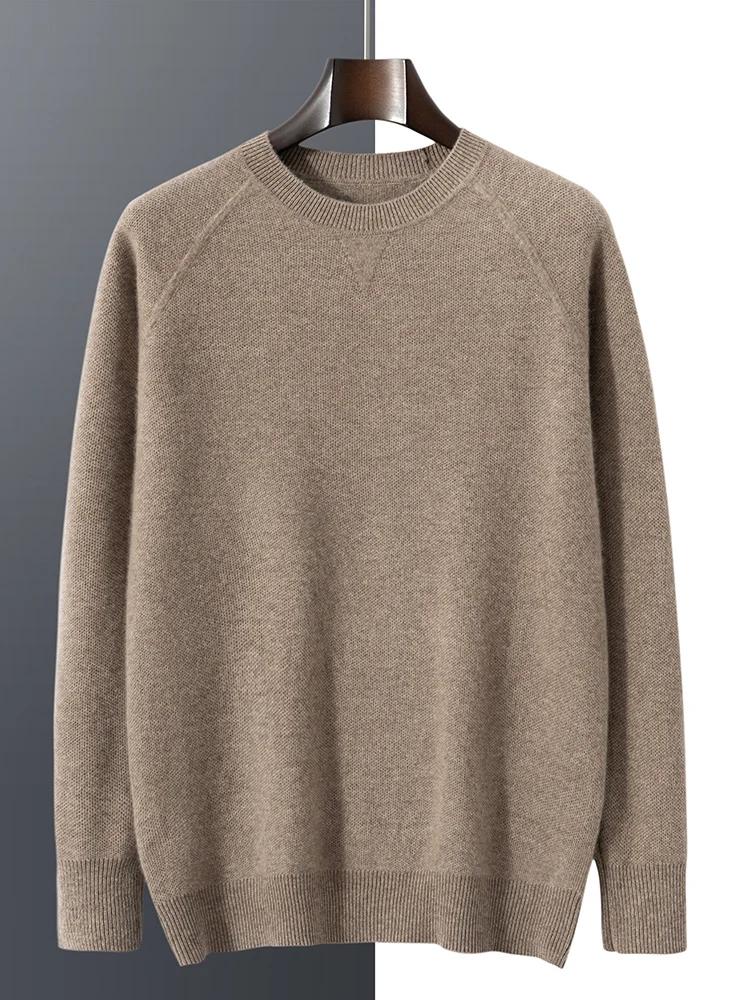 New Men 100% Cashmere Sweater Autumn Winter Basic O-neck Long Sleeve Pullover Cashmere Knitwear Smart Casual Thick Clothing Tops