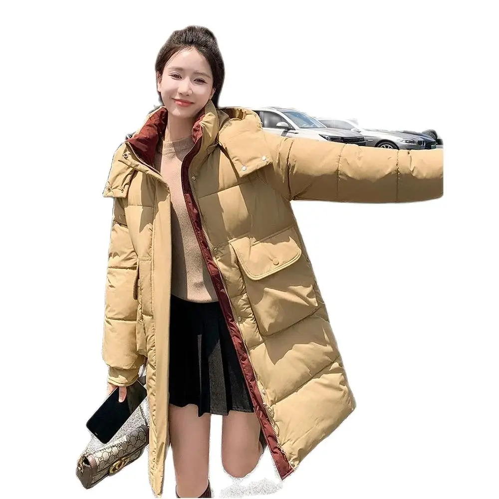 

2024 Anti-season Cotton-padded Jacket Women's Middle School Iong Winter Korean Temperament New Loose Cotton-padded Jacket Tide.