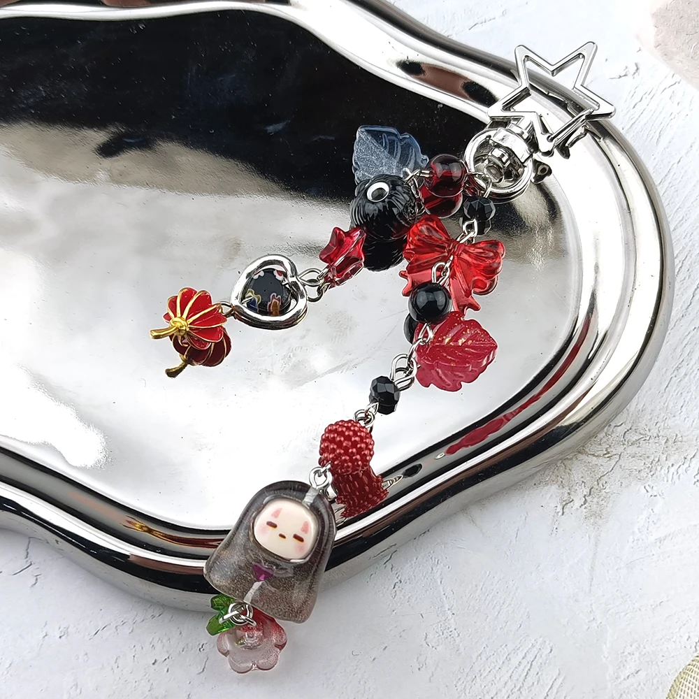 Llavero Kawaii sin rostro Kaonashi para teléfono móvil