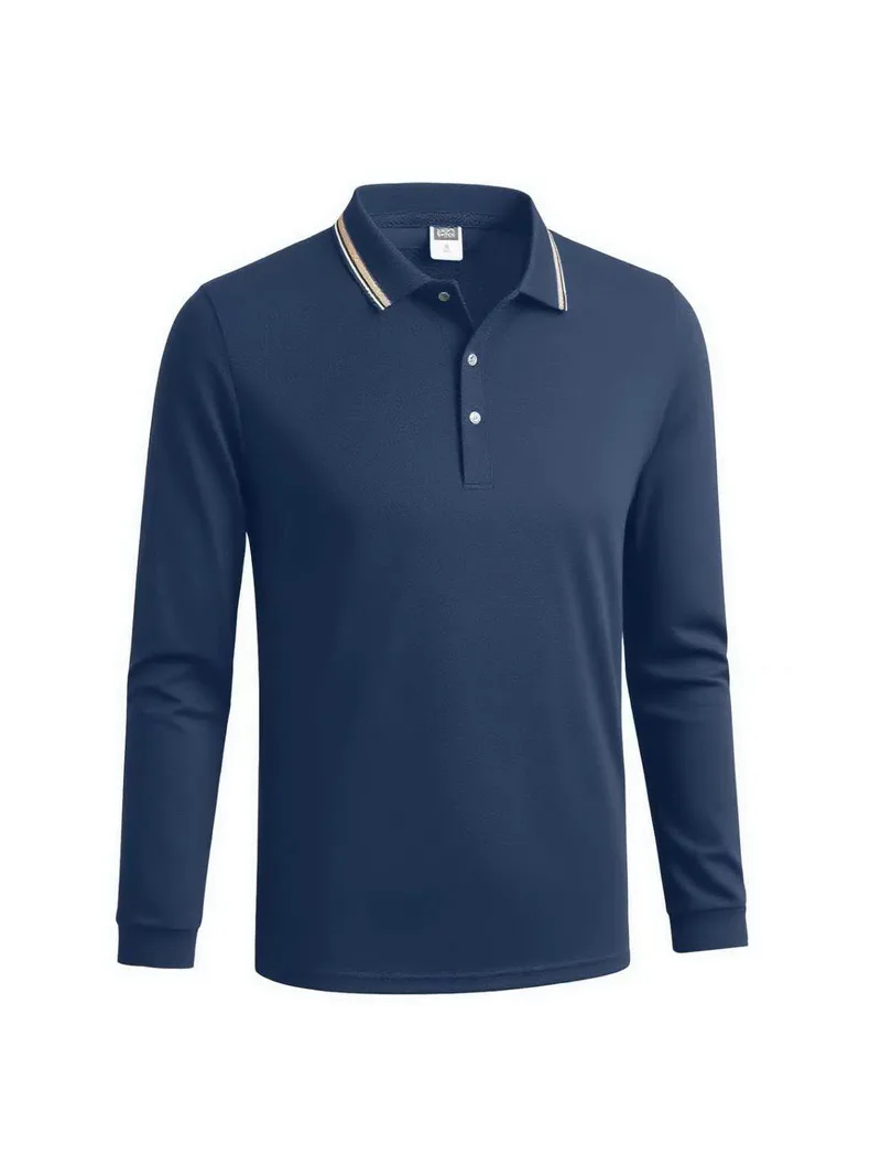 Neues Herren Business Casual Poloshirt mit Kontrastfarbenem Kragen, Klassisches Golf-Revers-Oberteil, Komfort-Pullover für Outdoor, Büro und Alltag – Detail 3
