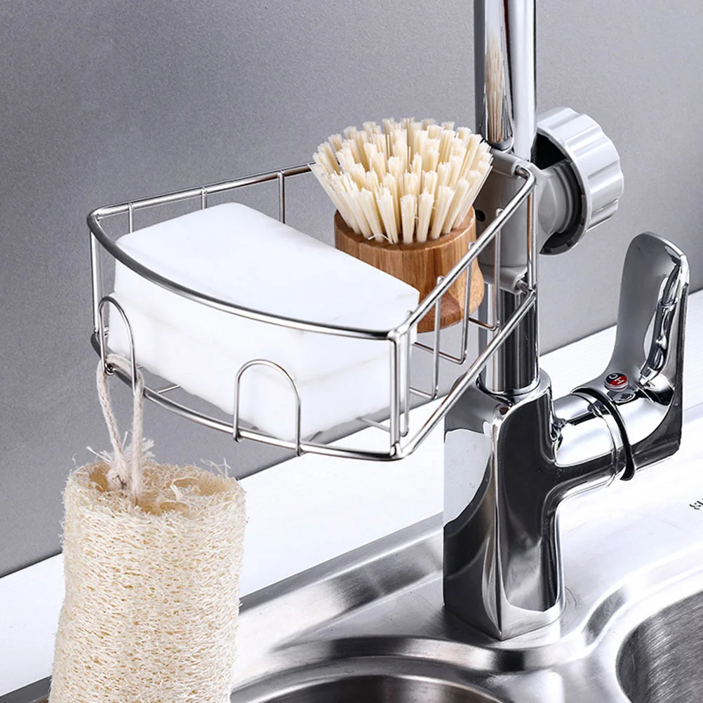 

Faucet Rack Kitchen Sink Accessories Sponge Holder inside Organizer over Hanging Storage