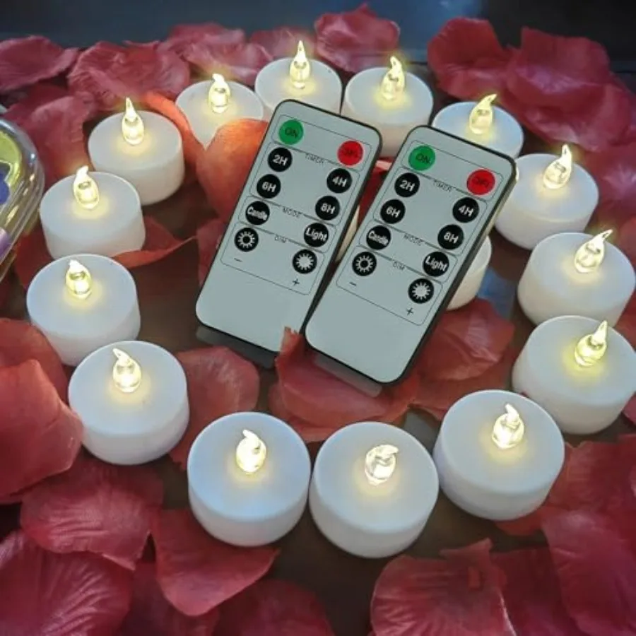 

Tea Light Candles with Remote Control, Flickering Flameless LED Candle, Long Lasting 400+Hours, Battery Operated, with Timer fo