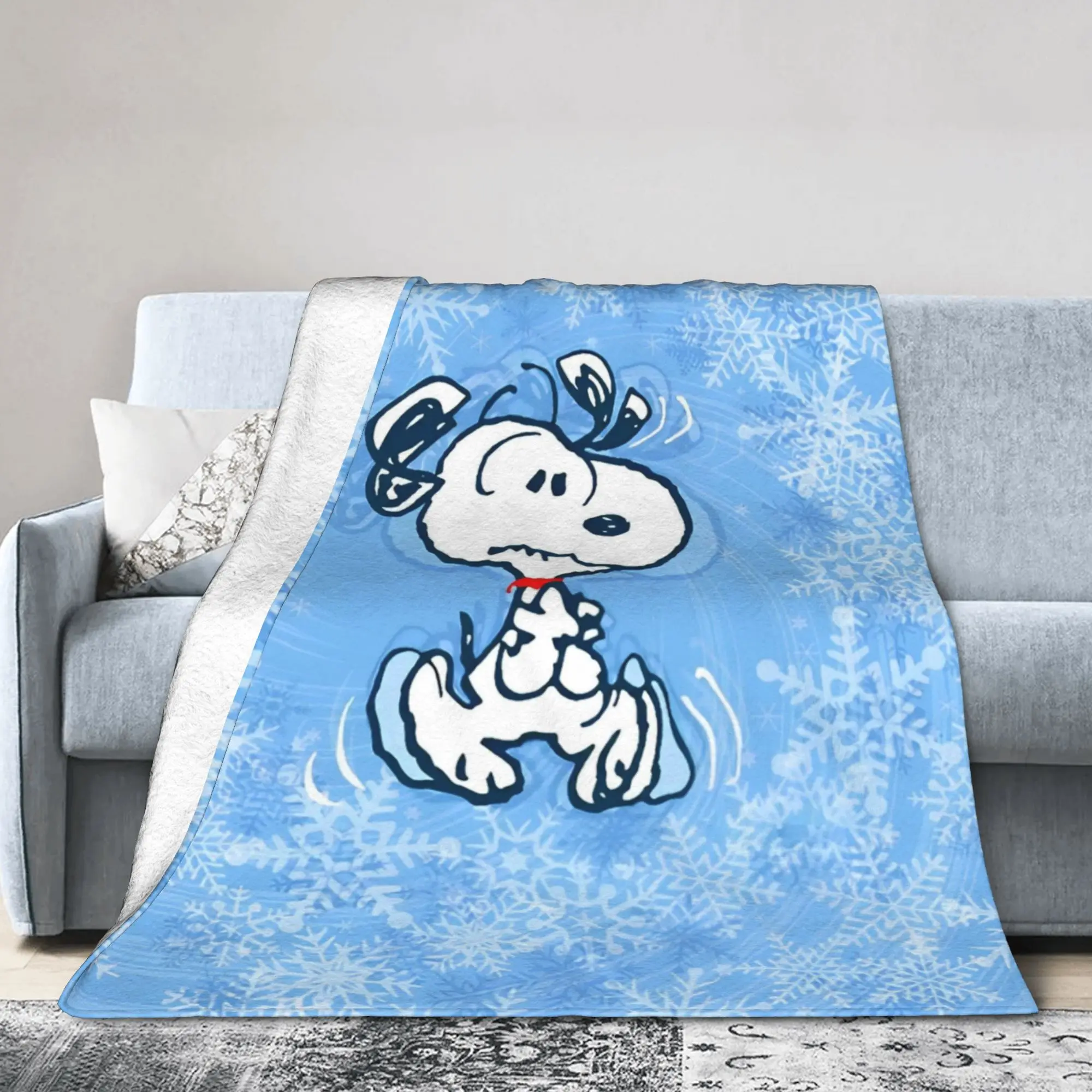 Cartoon Dog S-Snoopys Blankets  Flannel Funny Warm Throw Blanket for Home Restaurant Spring Autumn