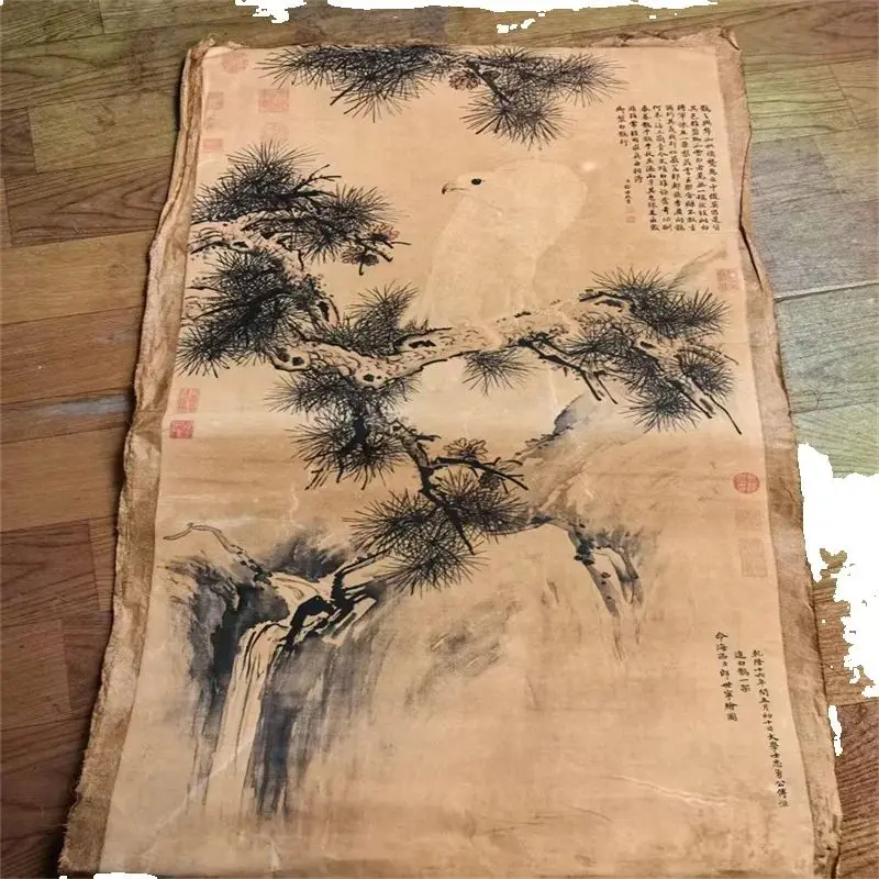 中国の古いスクロール-ユウ-ジガオ白鷲ライスペーパー-アートワーク-スライス伝統的なアジアの装飾的な壁アート