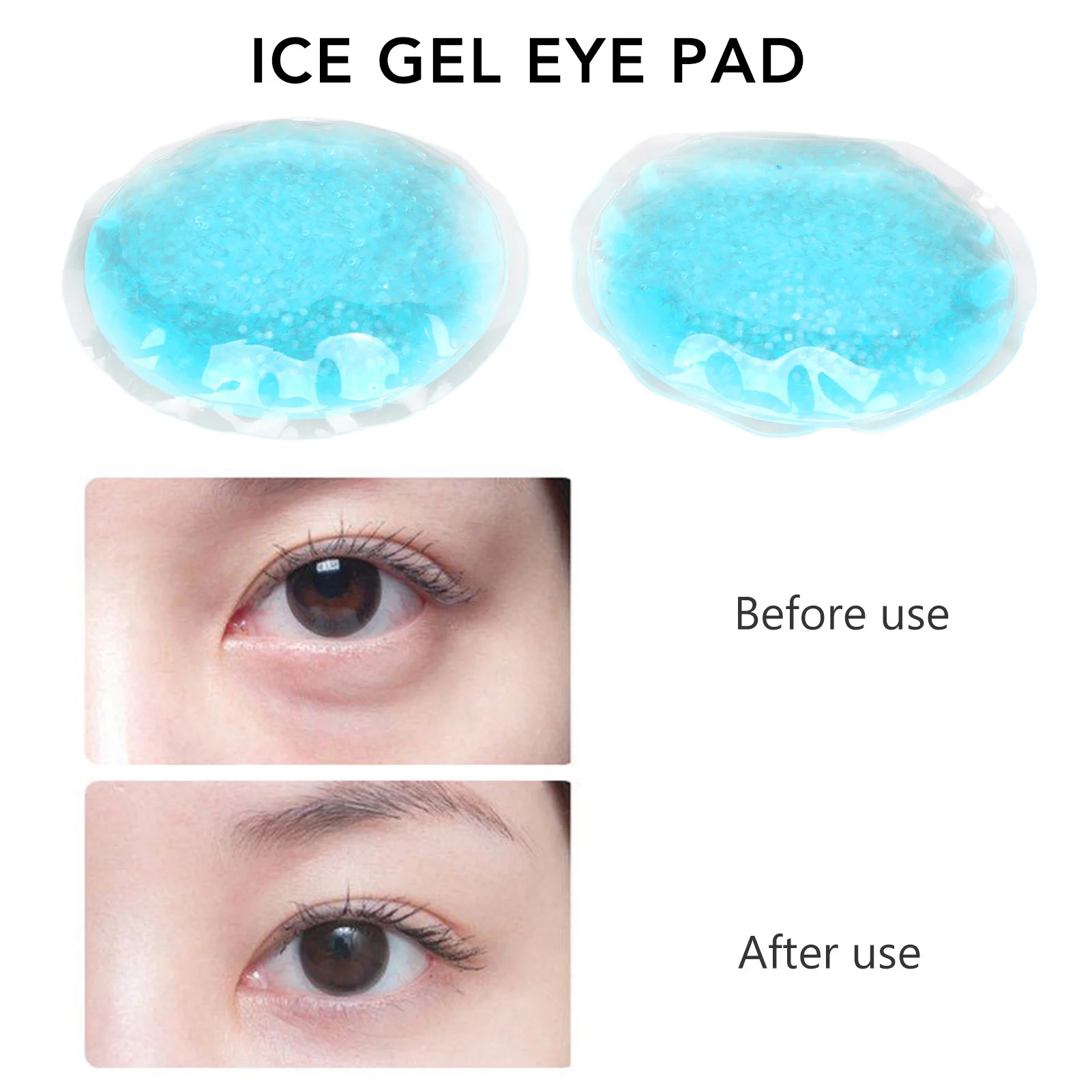 Cooling Eye Pad Blue Safe Hot Cold Compress 1 Pair Round Ice Gel Eye Pack Reusable for Men Women for Travel
